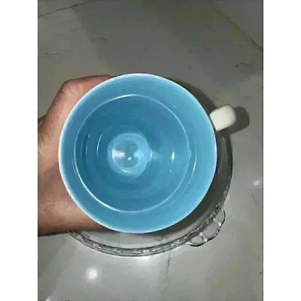 Starbucks Mug Wish Live Love Peace 2005 White Gray Grey Writing Blue Inside